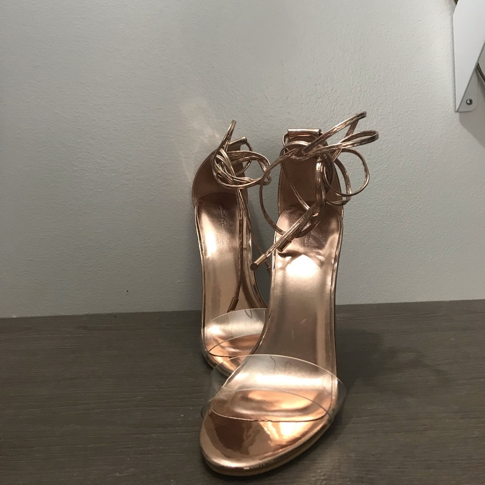 5 inch rose gold strapped heels !
